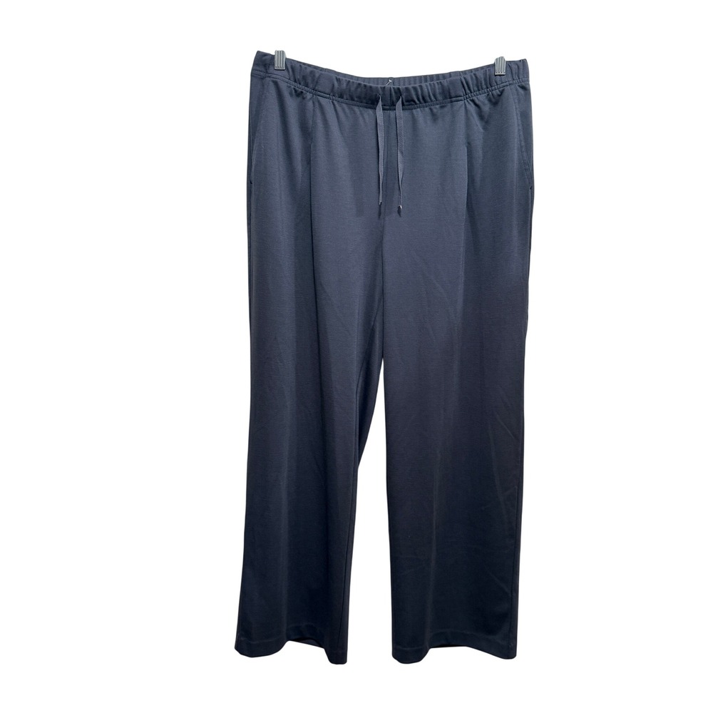 J. Jill Womens XL Navy‎ Blue Knit Wide Leg Drawstring Pants Relaxed Trousers